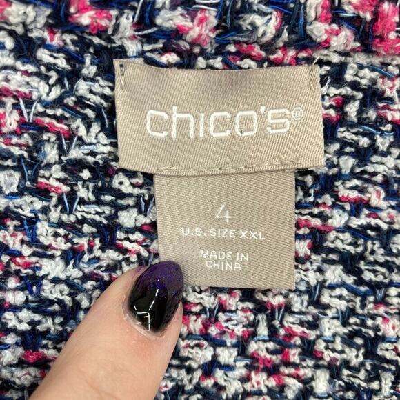 Chico's Cardigan Sweater Structured Notch Collar Women's 4 Raspberry Knit‎ Heavy - Picture 4 of 14